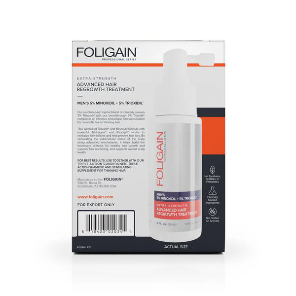 FOLIGAIN Advanced Hair Regrowth For Men Minoxidil 5% + Trioxidil 5% PLUS Free FOLIGAIN Scalp Roller - FOLIGAIN EU