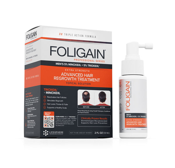 FOLIGAIN Advanced Hair Regrowth For Men Minoxidil 5% + Trioxidil 5% PLUS Free FOLIGAIN Scalp Roller - FOLIGAIN EU